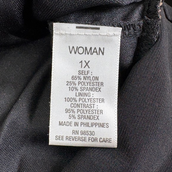 Dressbarn Woman 1X Top Black Gold Lace Sequined‎ Flutter Sleeve Party Blouse - Picture 8 of 13